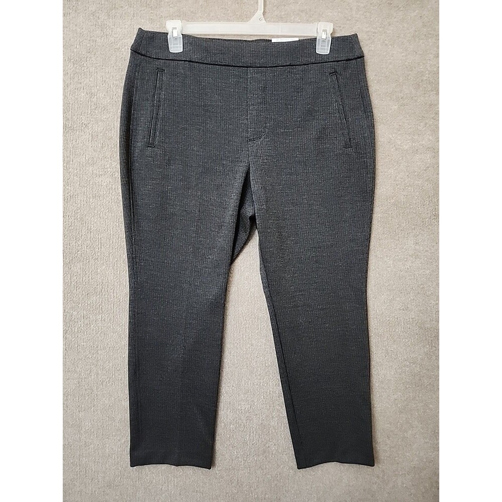 Croft Barrow Straight Mid Rise Pants Womens XL Petite Black Textured Pull On NEW
